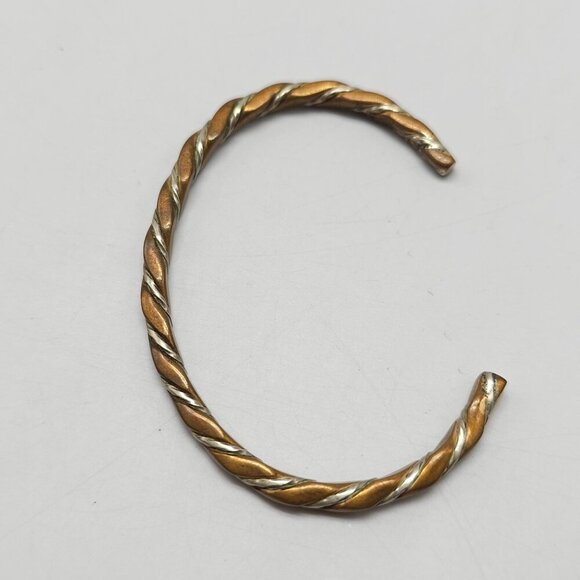 Twisted Copper Silver Open Cuff Bracelet By Sergio Lub - Picture 3 of 6